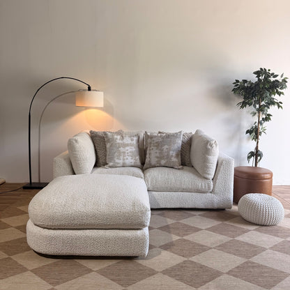Georgia Loveseat + Ottoman in Cream Boucle
