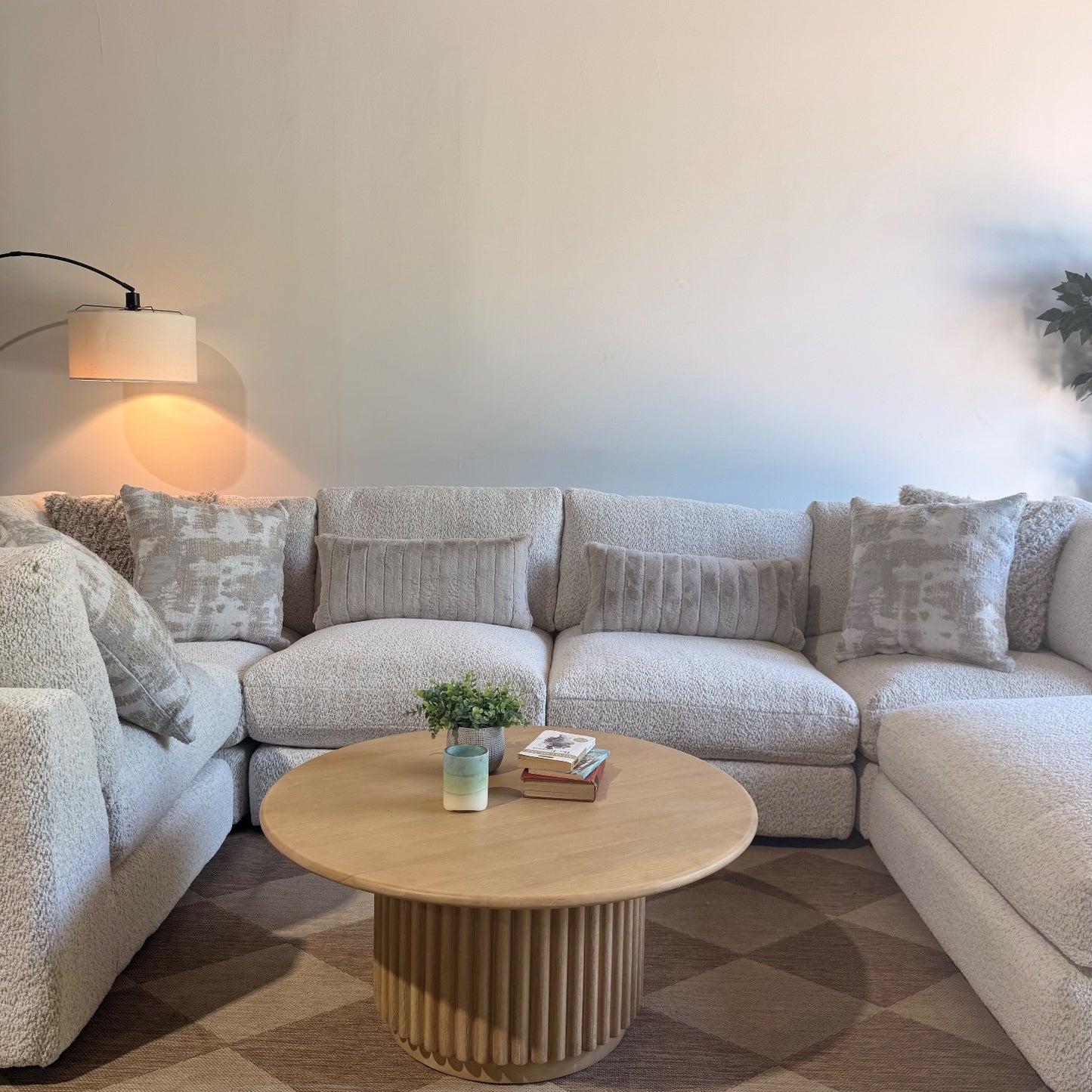 Georgia U-Shape Enclosed Sectional in Cream Boucle — Kindred Couches