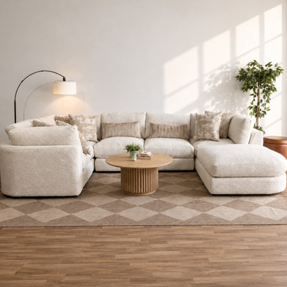 Georgia U-Shape Enclosed Sectional in Cream Boucle — Kindred Couches