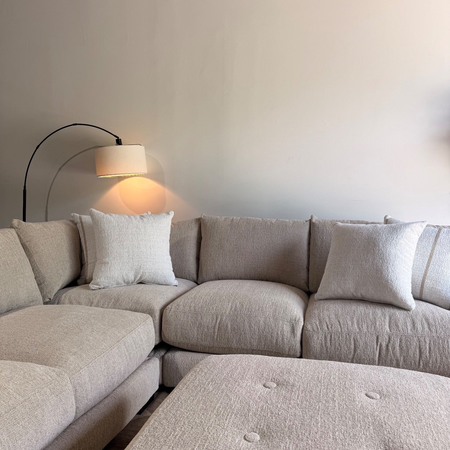 Parker Corner Sectional + Ottoman in Beige — Kindred Couches