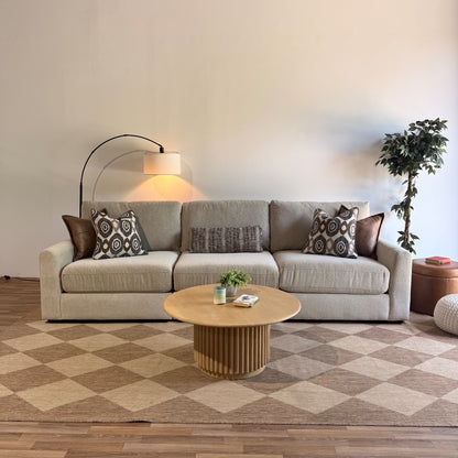 Oak Sofa in Beige Performance Fabric