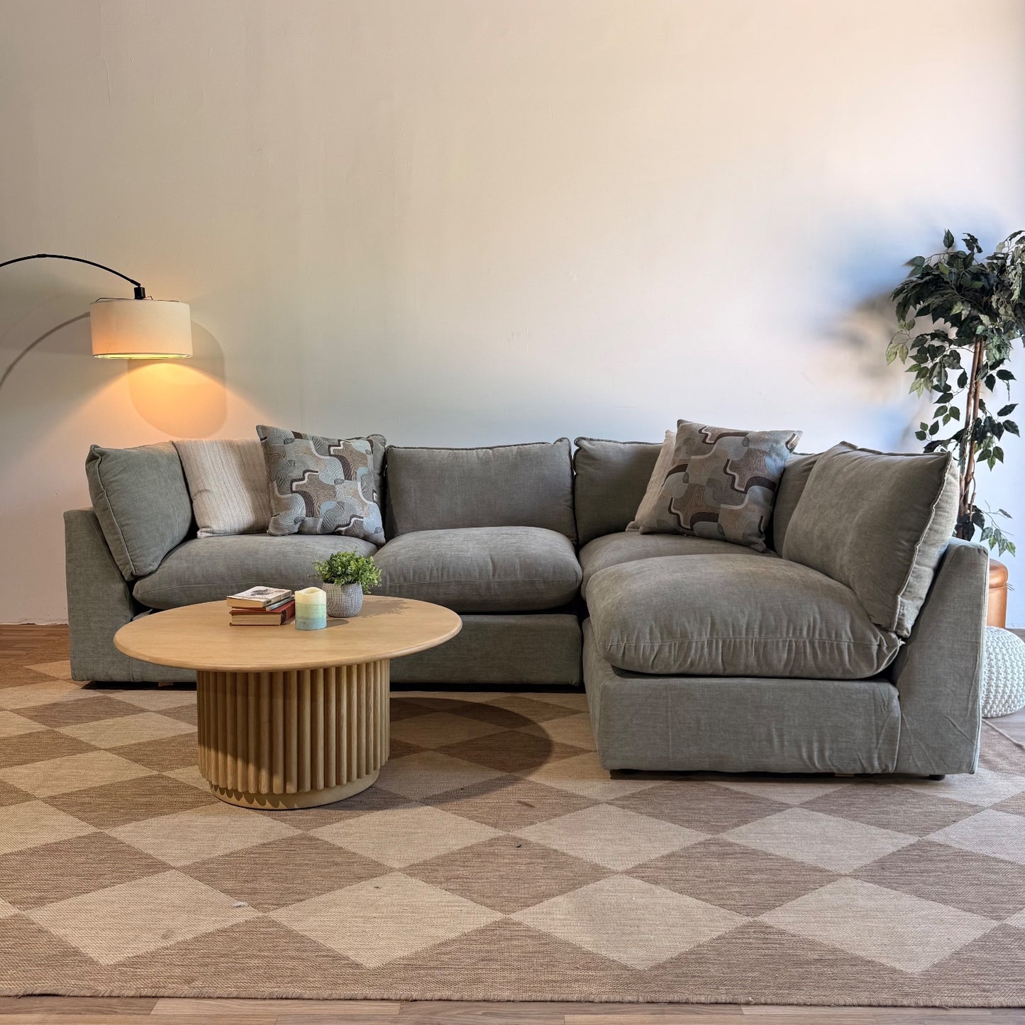 Mesa L-Shape Sectional in Sage Green Chenille