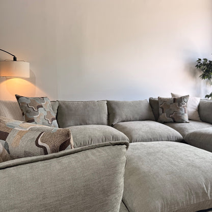 Mesa Grand Corner Sectional + 2 Ottomans in Sage Green Chenille