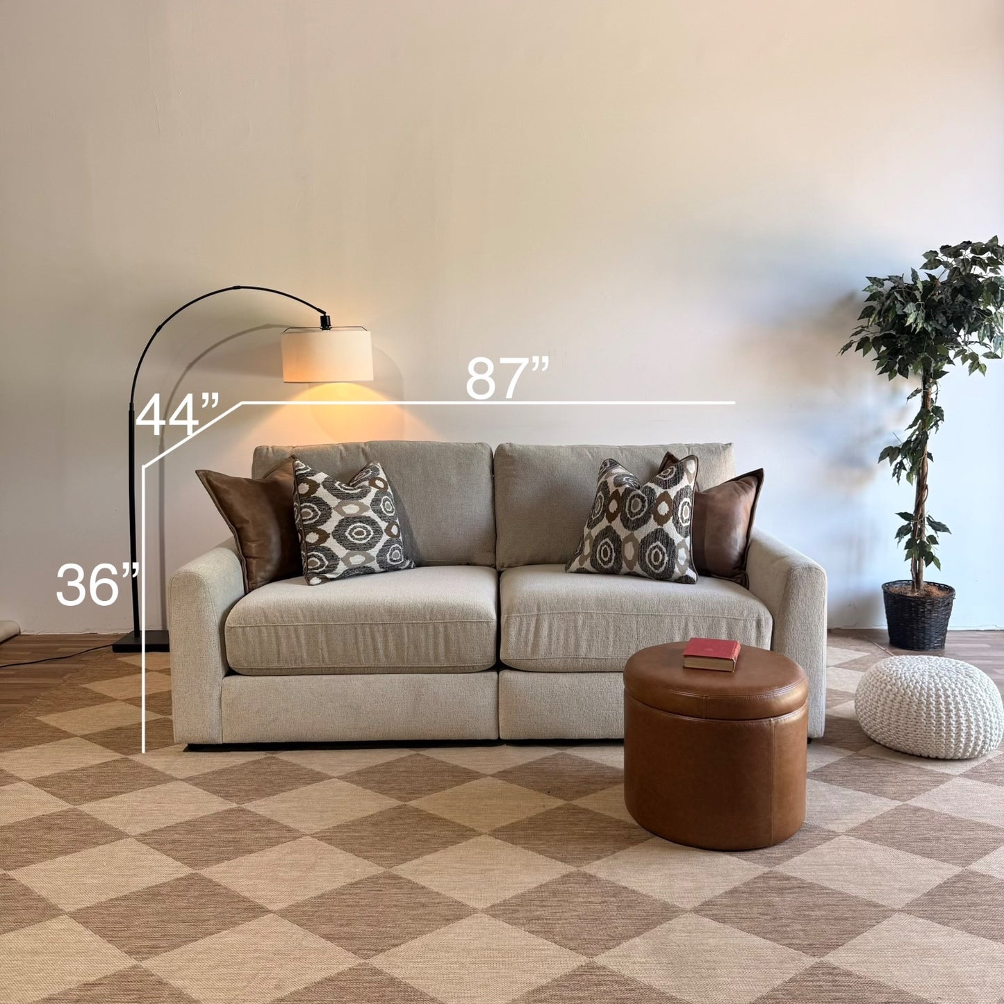 Oak Loveseat in Beige Performance Fabric