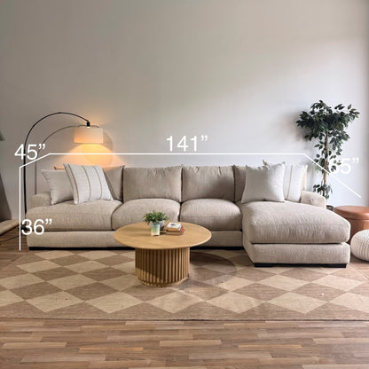 Parker Long Right Chaise Sectional in Beige — Kindred Couches