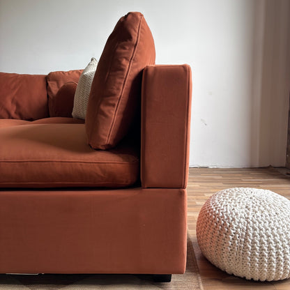Albany Park Kova Modular Couch Pit in Rust Performance Velvet