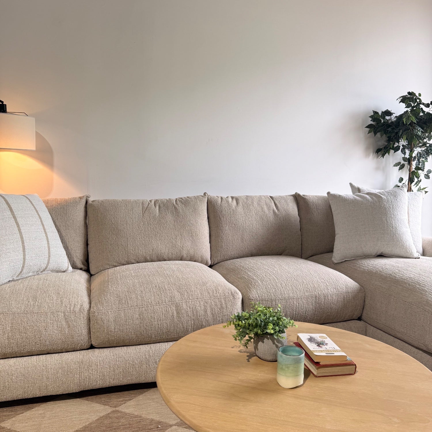 Parker Long Right Chaise Sectional in Beige — Kindred Couches