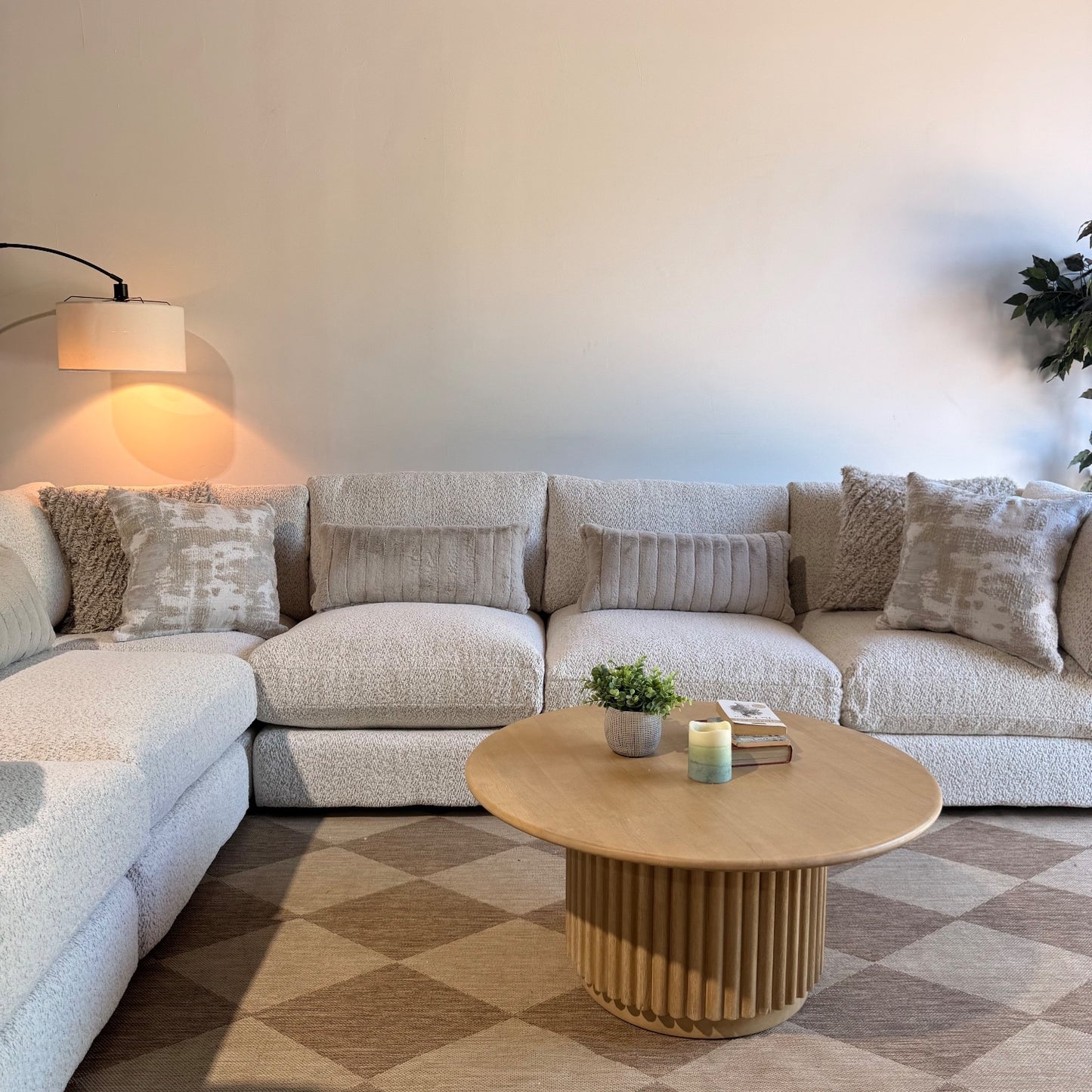Georgia Grand Corner Sectional in Cream Boucle