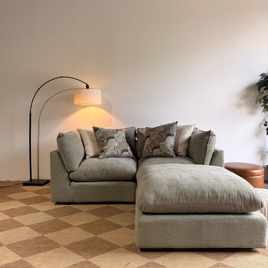 Mesa Loveseat + Ottoman in Sage Green Chenille