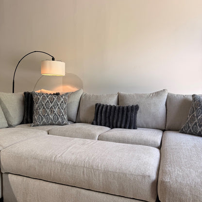 Carter Sectional + Ottoman in Beige Fabric