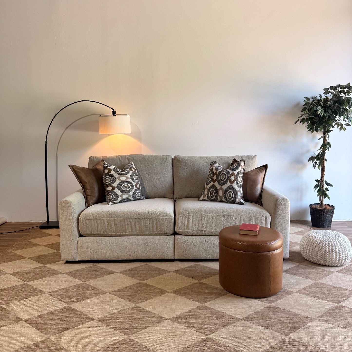 Oak Loveseat in Beige Performance Fabric