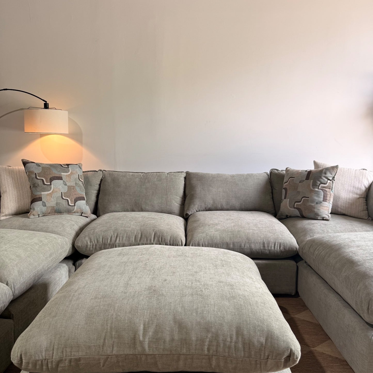 Mesa Grand Corner Sectional + 2 Ottomans in Sage Green Chenille