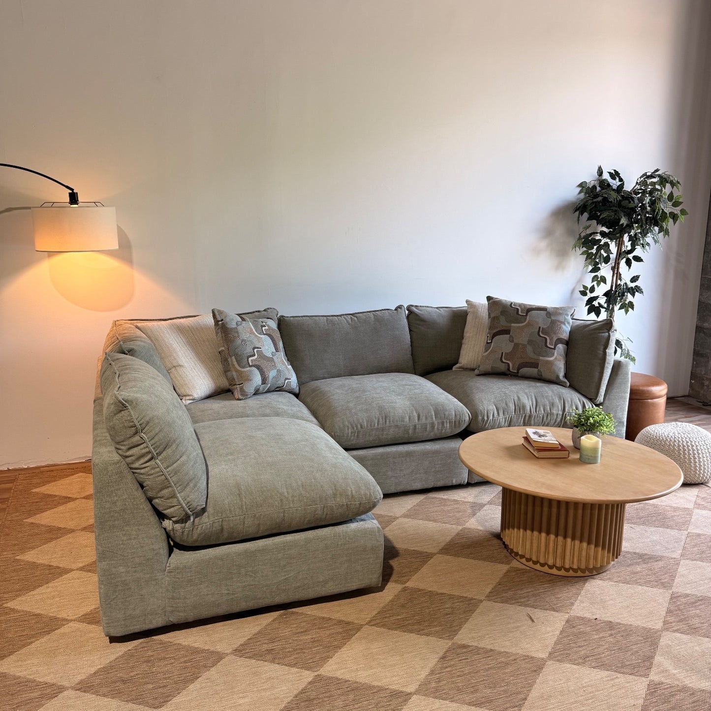 Mesa L-Shape Sectional in Sage Green Chenille