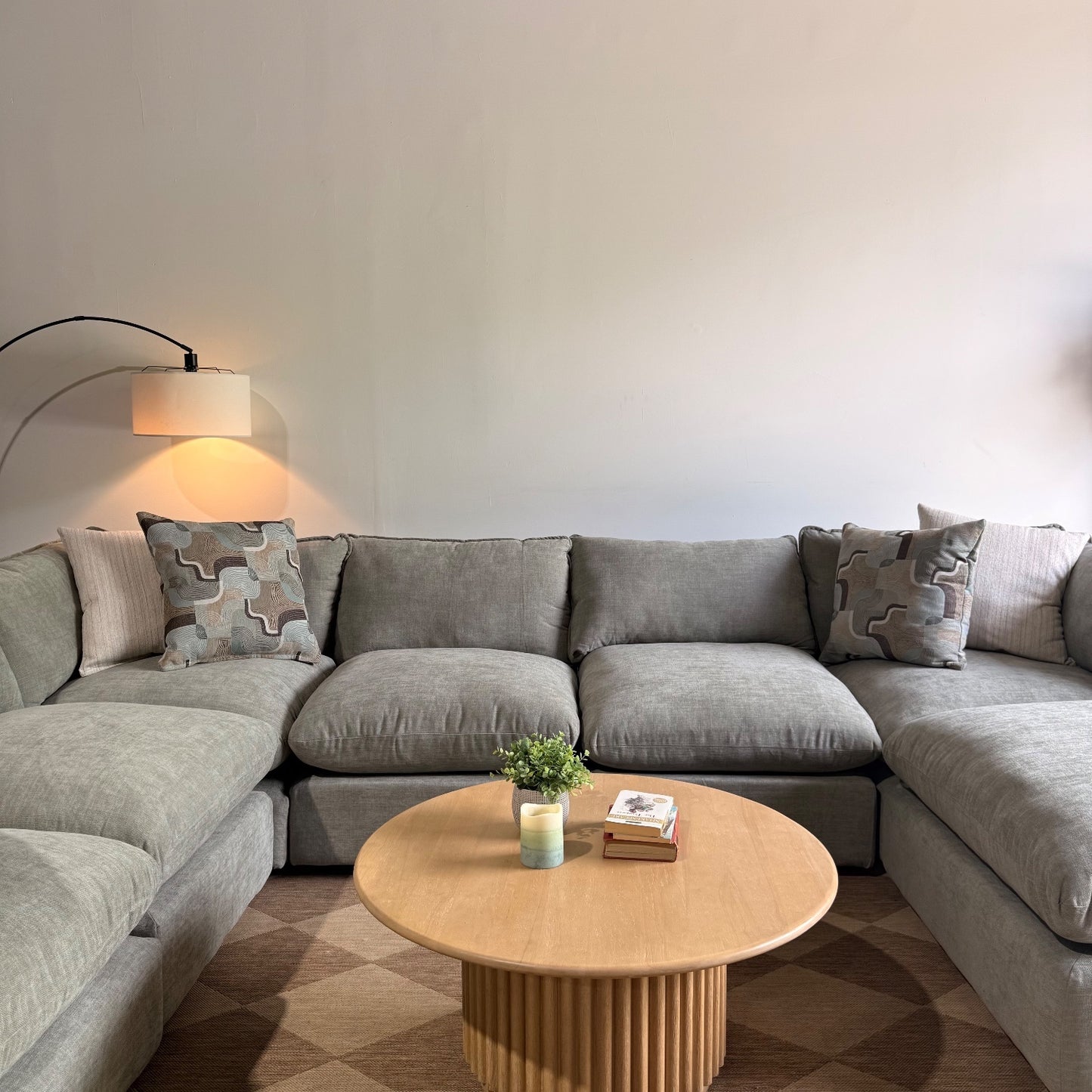 Mesa Grand Corner Sectional + Ottoman in Sage Green Chenille
