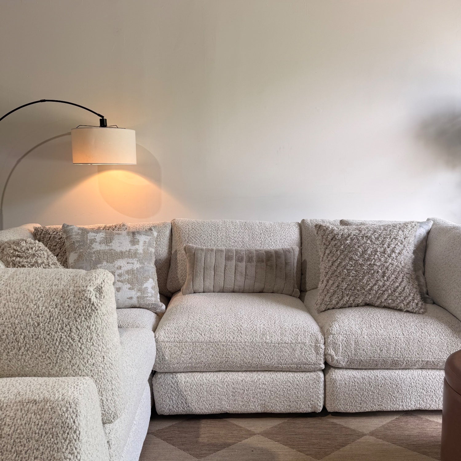 Georgia L-Shape Enclosed Sectional in Cream Boucle — Kindred Couches