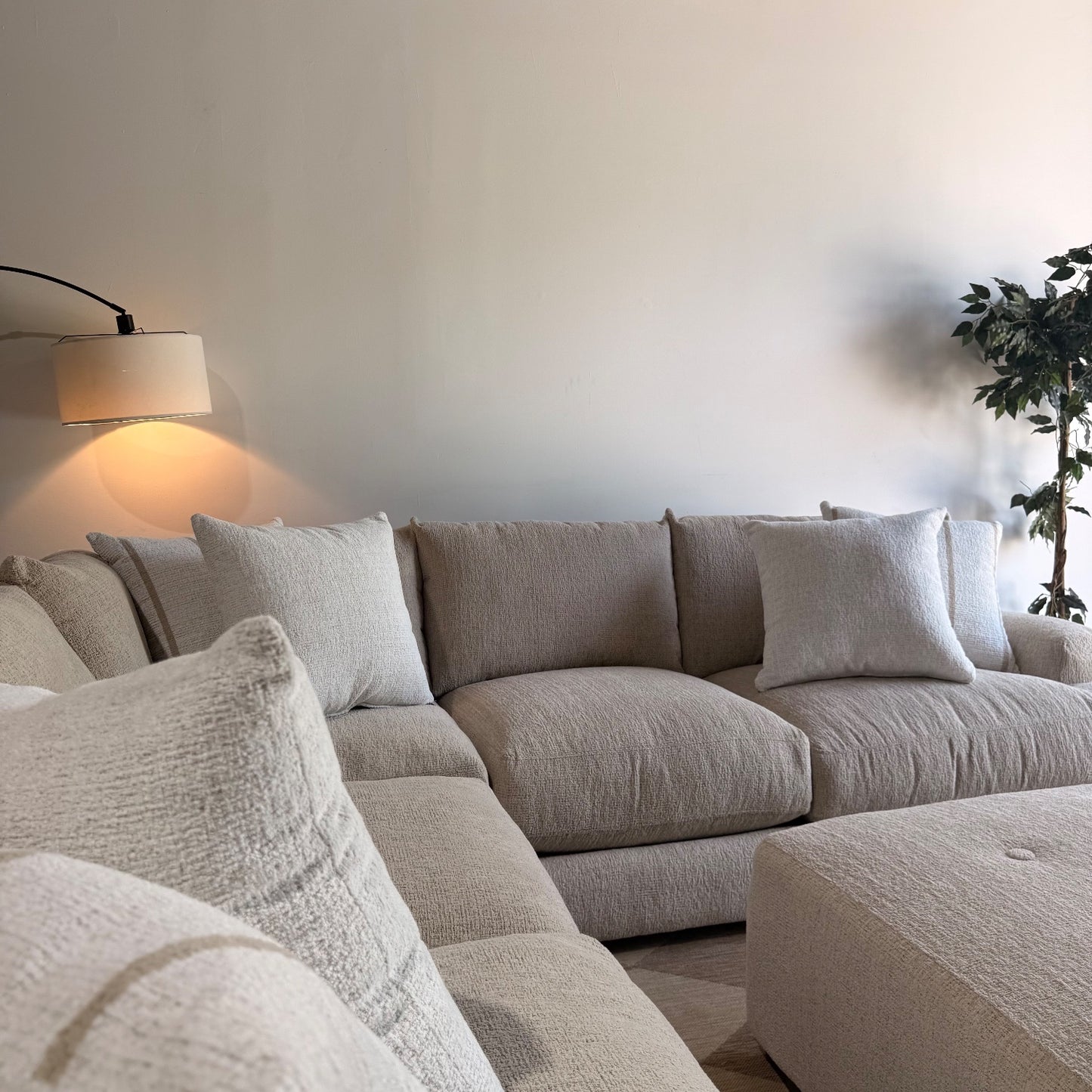 Parker Corner Sectional + Ottoman in Beige — Kindred Couches