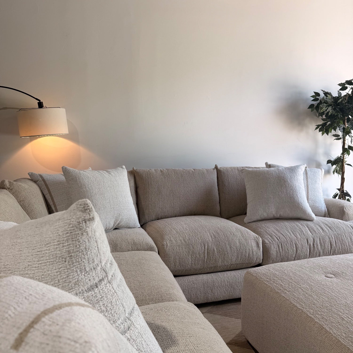 Parker Corner Sectional + Ottoman in Beige — Kindred Couches