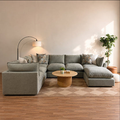 Mesa Grand Corner Sectional + Ottoman in Sage Green Chenille
