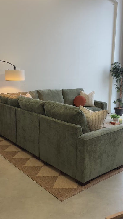 Atlas Modular Corner Sectional in Green Chenille