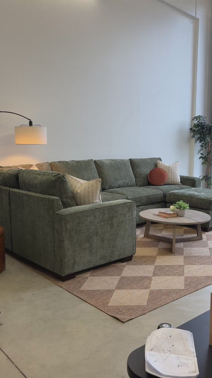 Atlas Modular U Shaped Sectional in Green Chenille